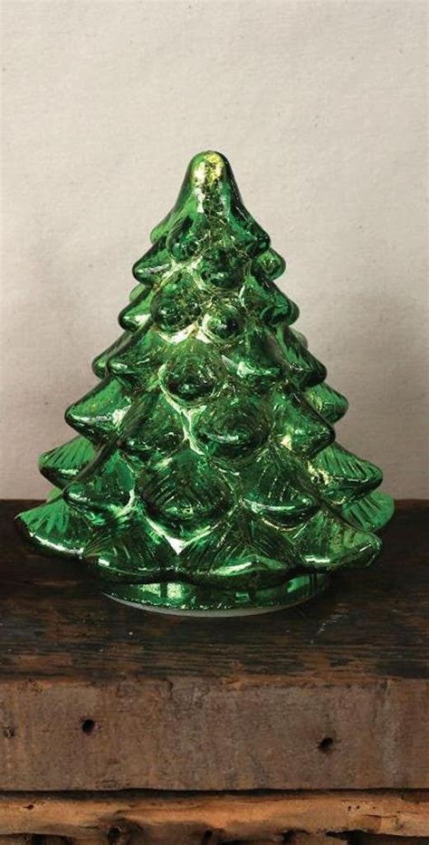 Retro Green Mercury Glass Tree With Led Light And Red Glass Trees