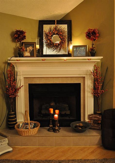 How to decorate a corner fireplace mantel: wreath over mirror | Corner fireplace decor, Fireplace ...