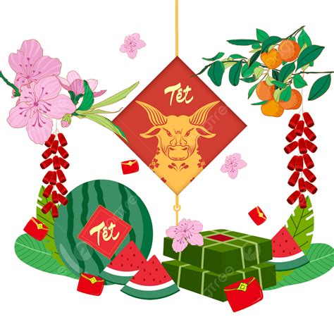 베트남 봄 일러스트 축제 빛나는 수채화 테두리 베트남 중국의 설날 기쁨이 넘치다 Png 일러스트 및 Psd 이미지 무료 다운로드 Pngtree