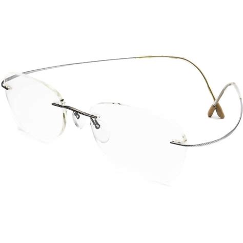 silhouette eyeglasses whiteandgunmetal rimless metal fr… gem