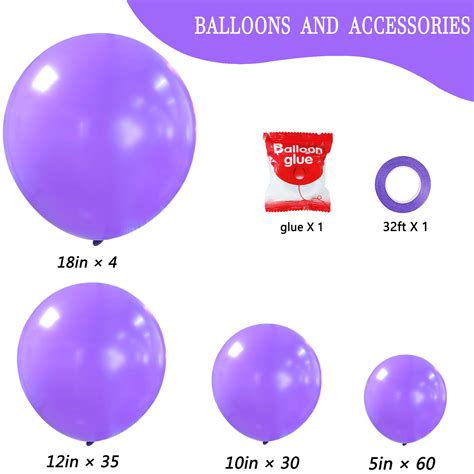 Purple Balloons 129pcs Latex Balloons Garland Arch Different Sizes 18 12 10 5 Inch Party Balloon