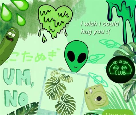 Tumblr Laptop Wallpaper Green Cute Cartoon Characters Funny Aesthetic