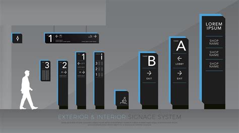 Black And Blue Exterior And Interior Signage Set Signage System