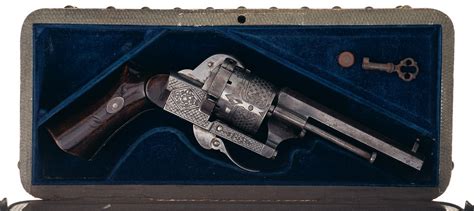 Uniquely Cased Engraved French Pinfire Revolver