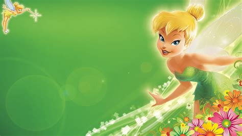 Tinkerbell Green Hd Wallpapers With Flower Decoration For