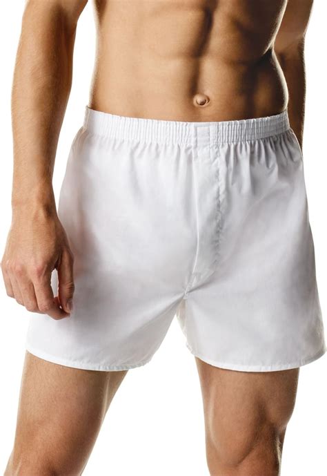 Hanes Poly Cotton Boxers 3 Pack White Med At Amazon Mens Clothing Store Boxer Shorts