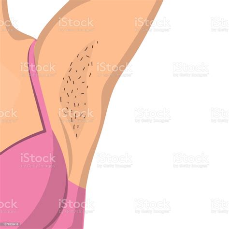 Hairy Female Armpit Vector Isolated Woman Body Stock Illustration