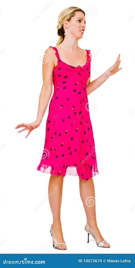 Beautiful Woman Posing In Pink Dress Stock Photo Image Of Beauty