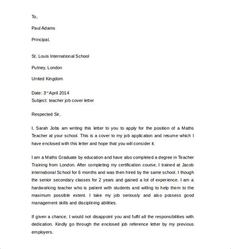 Free 16 Sample Teacher Cover Letter Templates In Pdf Ms Word