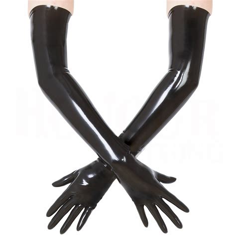 Adult Unisex Black Latex Long Gloves Opera Fetish Latex Gloves In Sexy