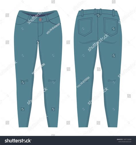 Womens Jeans Front Back Views On Stock Illustration 1287132838