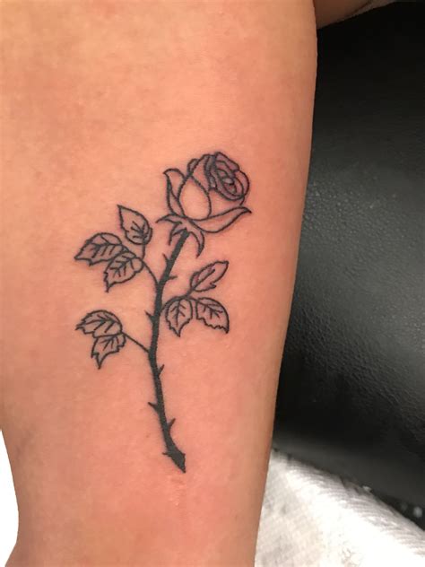 A Little Rose Outline Tattoo Rose Outline Tattoo Minimalist Tattoo