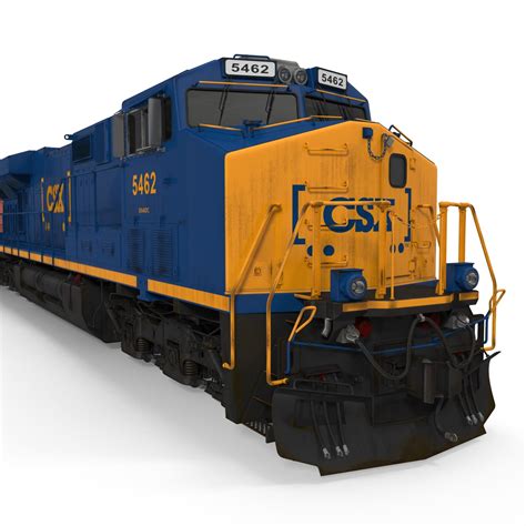 Train Es40dc Csx Blue And Covered Hopper Car 3d Model 179 Ma Obj