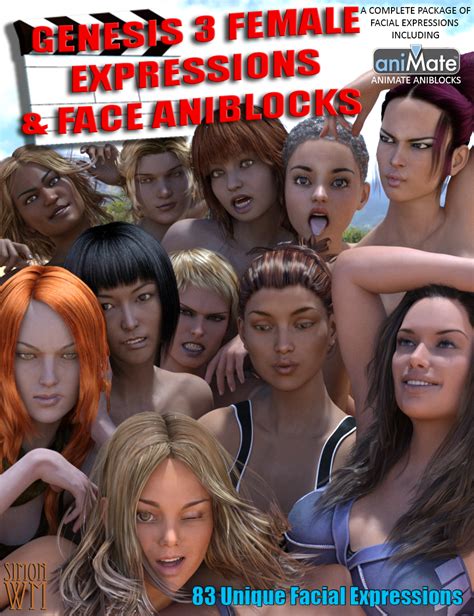 genesis 3 female s expressions and face aniblocks daz 3d