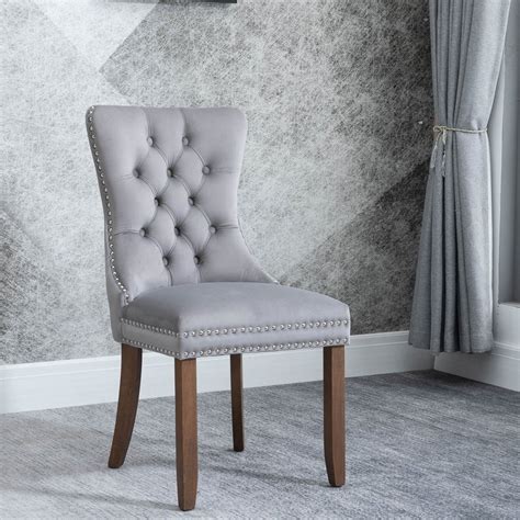 Living Room Chair Set Of 2 Tufted Velvet Studded Dining Chair With