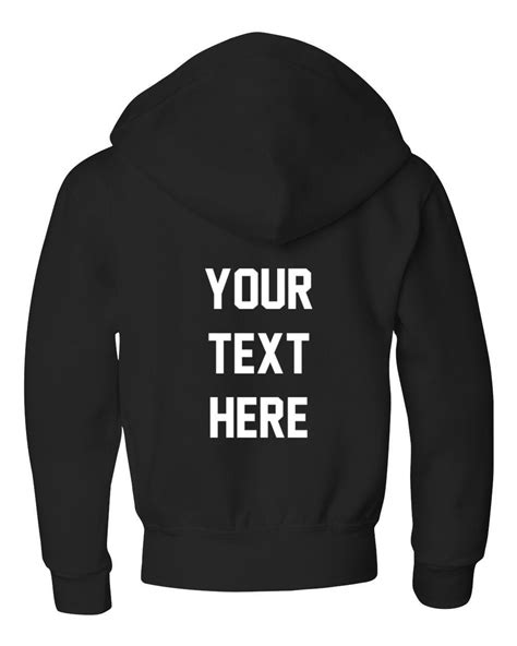 Custom Text Kids Zip Up Hoodie Unisex Hooded Etsy Personalized