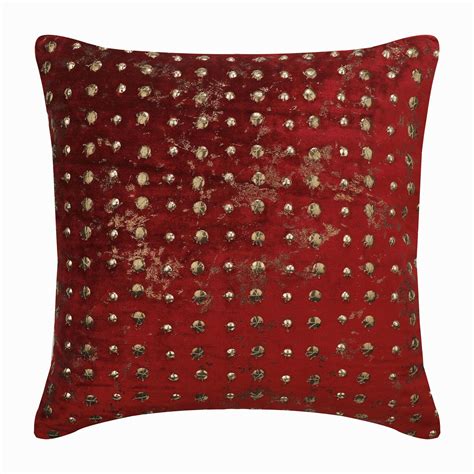 Buy 16x16 Decorative Red And Gold Throw Pillow Cover Online In India