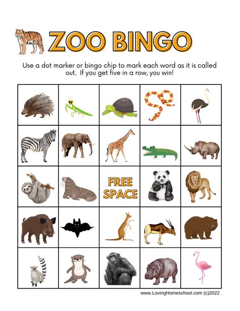 Free Zoo Bingo Printables