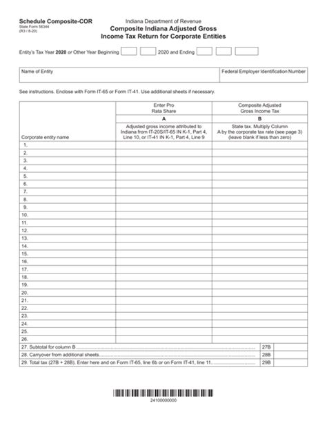 State Form 56344 Schedule Composite Cor 2020 Fill Out Sign Online