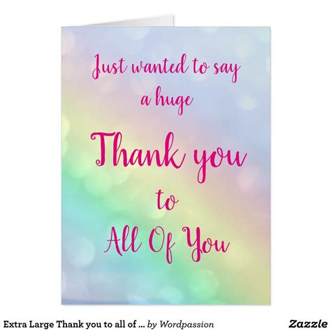 Extra Large Thank You To All Of You Card Zazzle Giant Greeting
