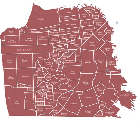 San Francisco Neighborhood Map Vinny Jessalyn