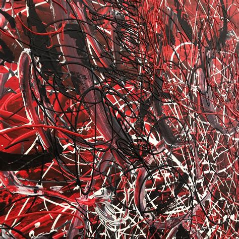 Jackson Pollock Style Paintings On Bright Red Canvas Original Etsy