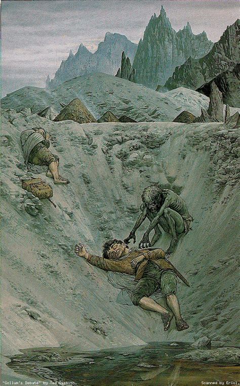 Gollum S Debate Ted Nasmith Earth Illustration Tolkien Artwork