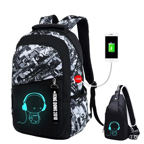 Luminous Oxford School Bags For Teenage Boys Large Backpack For