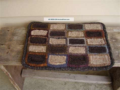 Primitive Hooked Hit Or Miss Ooak Rug Crochet Edgeing From Sherry S