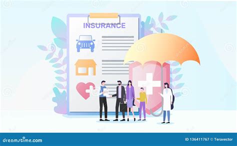 Total Property And Health Insurance Flat Vector Stock Vector