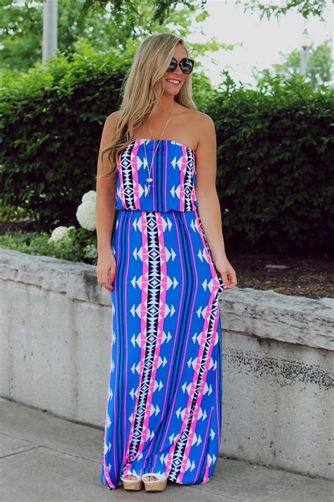Strapless Bold Print Tribal Maxi UOIOnline Com Women S Clothing