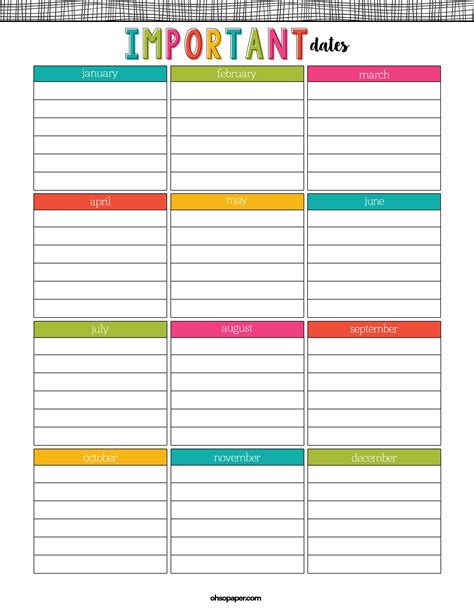 Free Printable Important Dates Page Wish You Could Have All Of Your
