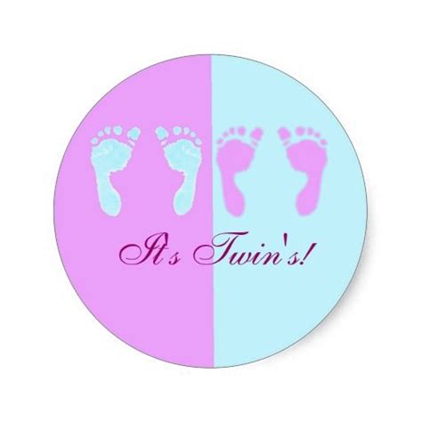 Baby Footprints Girlboy Twins Classic Round Sticker