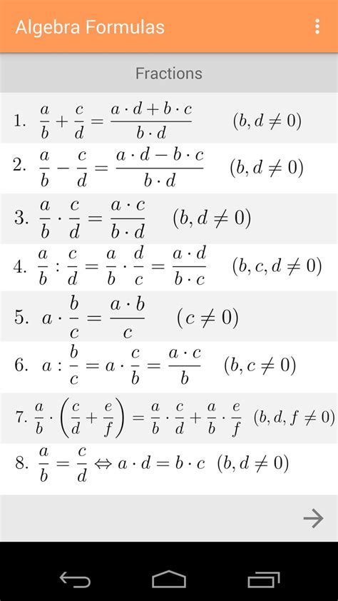 Algebra Formulas for Android - APK Download