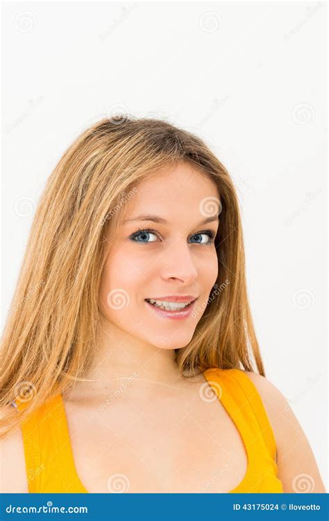 Portrait Of A Happy Young Woman Smiling Stock Photo Image Of