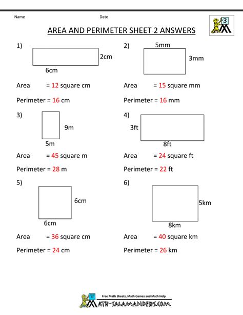 5th Grade Area And Perimeter Worksheets Printable Word Searches