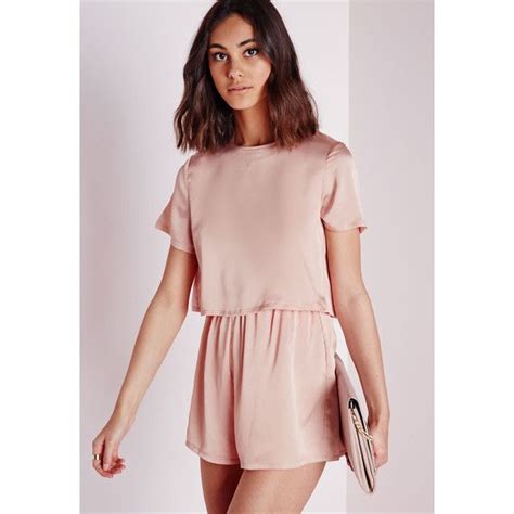 Missguided Silky Double Layer Playsuit Dusky Pink Pink Playsuit