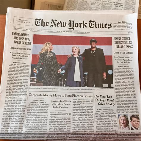 The Front Page Of The New York Times Nov 5 2016 The New York Times