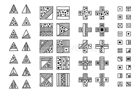 Set Of Vector Tribal Signs Symbols Icons Hand Drawn Elements Stock