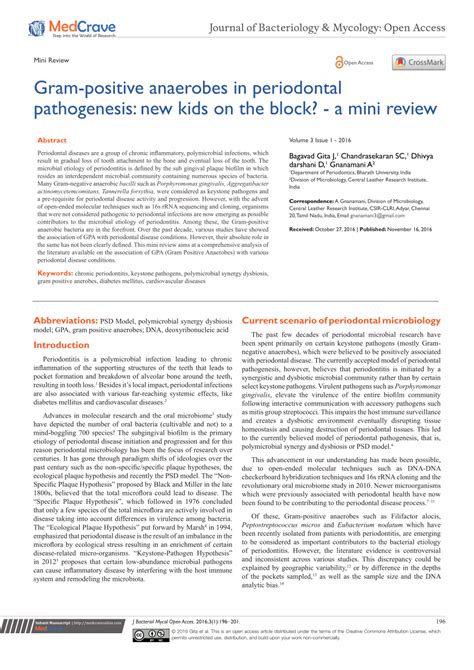 Pdf Gram Positive Anaerobes In Periodontal Pathogenesis New Kids On