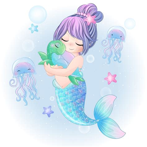 Premium Vector Hand Drawn Cute Mermaid Character