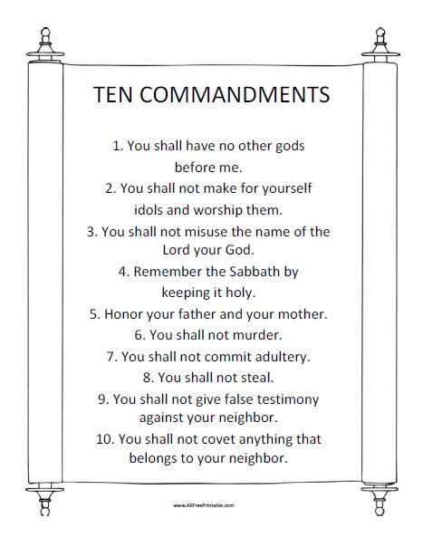 Free Printable Copy Of The Ten Commandments