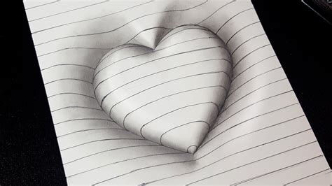 Easy Drawing How To Draw 3d Heart With Lines 3d Trick