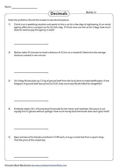 Worksheet will open in a new window. Solving Decimal Word Problems Worksheets | 99Worksheets