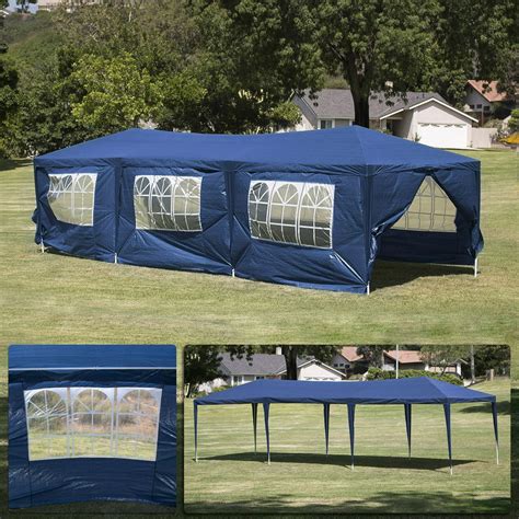 belleze 10 x 30 foot blue outdoor wedding canopy event dancing gazebo heavy duty party tent
