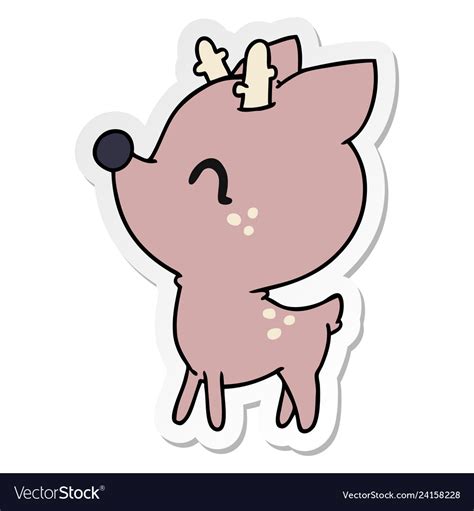 Sticker Cartoon Of Kawaii Cute Deer Royalty Free Vector