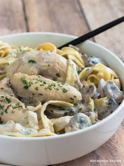 Tagliatelle de poulet à la crème de champignon facile