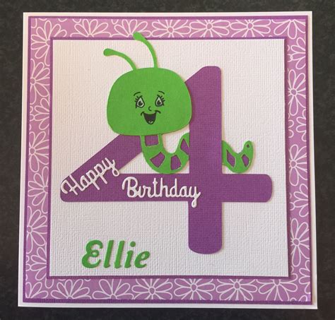 Maybe you would like to learn more about one of these? 4 year old birthday card. Cricut worm | Old birthday cards, Girl birthday cards, Cards handmade