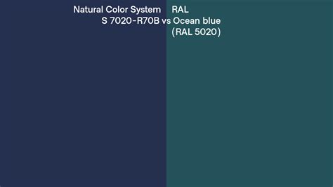 Natural Color System S 7020 R70b Vs Ral Ocean Blue Ral 5020 Side By