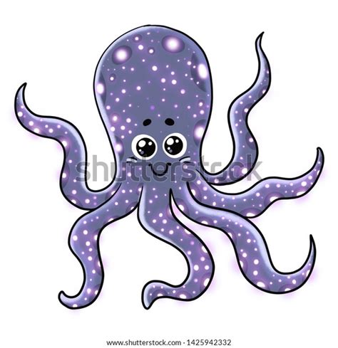 Cute Shining Smiling Octopus Isolated Stock Illustration 1425942332